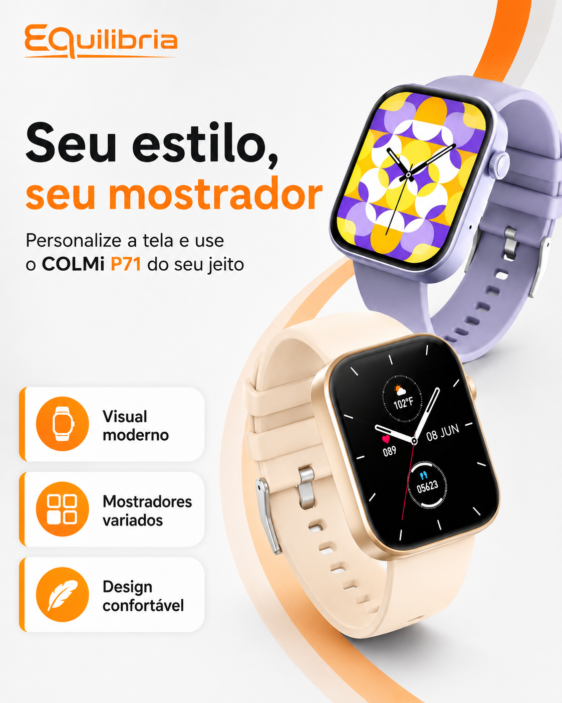 Smartwatch COLMi P71 com mostradores personalizados